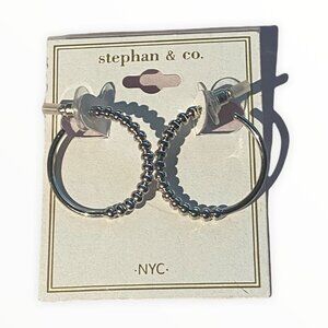 NWT Nordstrom Stephan & Co Silver Hoop Earrings Post Back New With Tags Circle‎